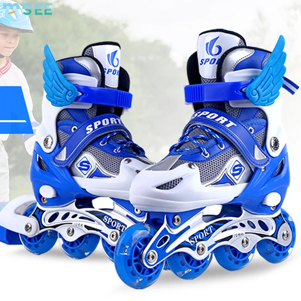 SeeMore Aluminum Alloy Frame Outdoor Adjustable Sizes Light up Flashing Wheels Inline Roller Skates for Kids