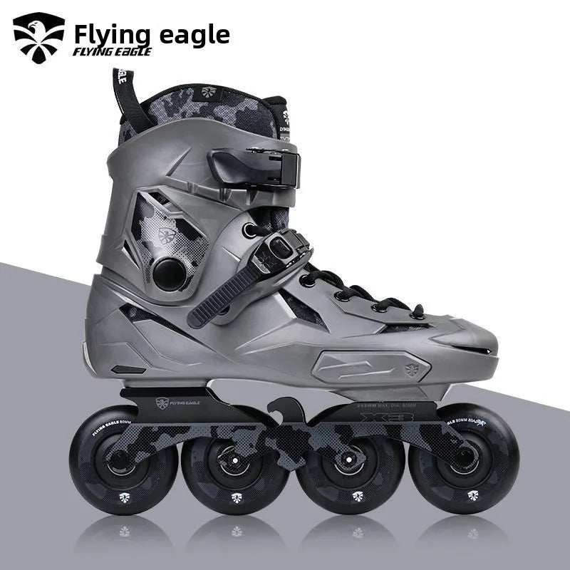 Flying Eagle X3 Adult Beginner College Skating Flat Shoes Men's Women's Professional Microfiber Shell Carbon Speed Single Row