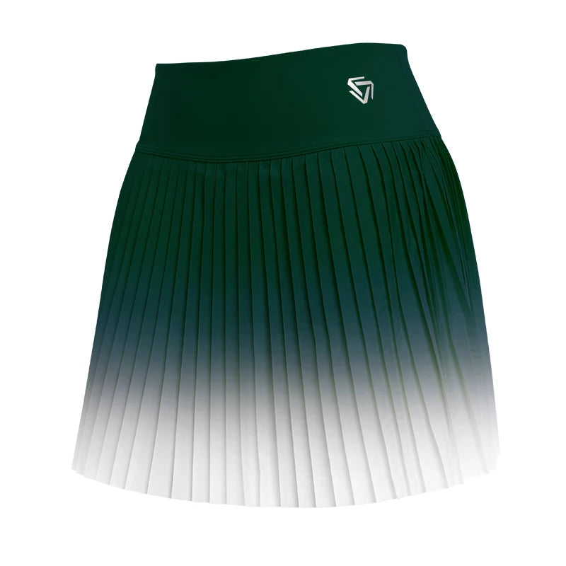 NSR Women Pleated Tennis Pocket Skirt 1pcs Athletic Short Culottes High Waisted Color Gradient Workout Tennis Skirt