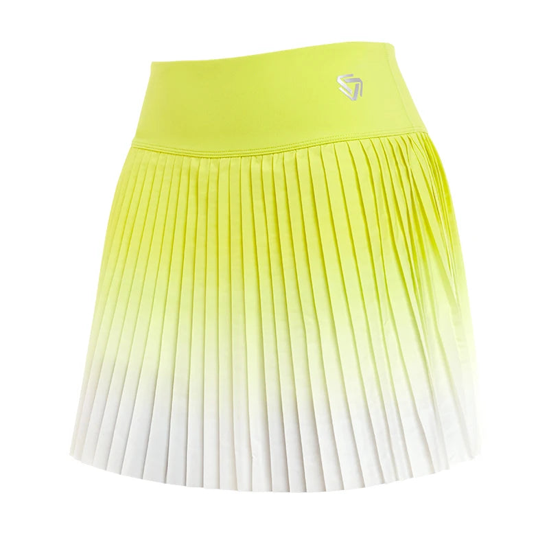 NSR Women Pleated Tennis Pocket Skirt 1pcs Athletic Short Culottes High Waisted Color Gradient Workout Tennis Skirt