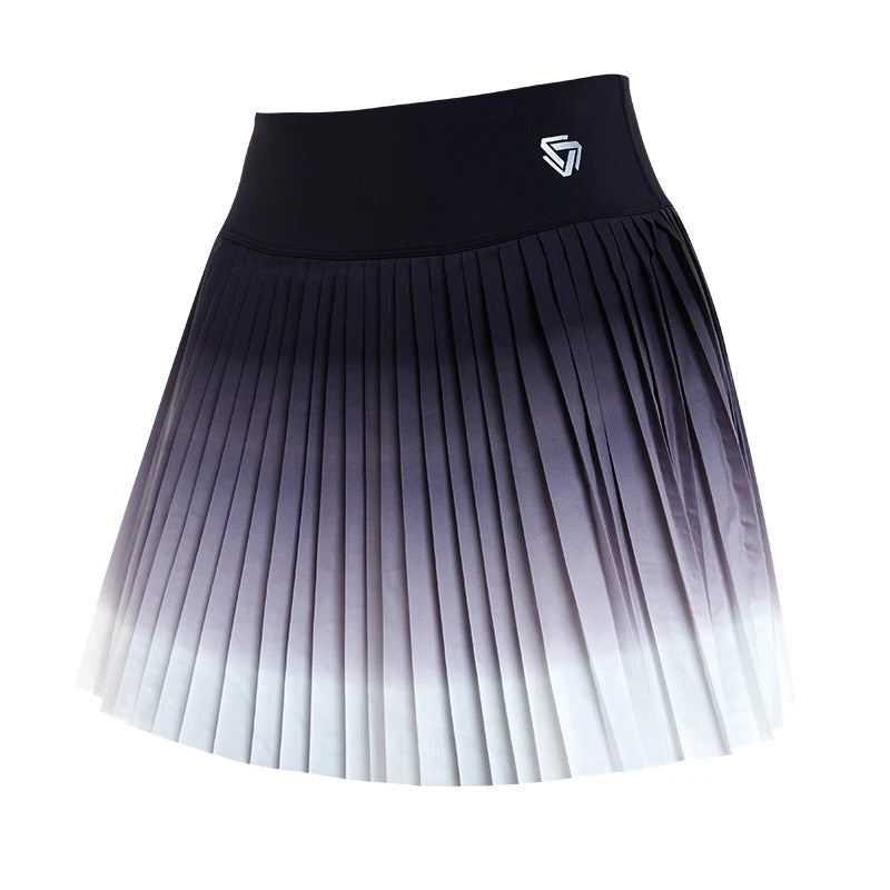 NSR Women Pleated Tennis Pocket Skirt 1pcs Athletic Short Culottes High Waisted Color Gradient Workout Tennis Skirt