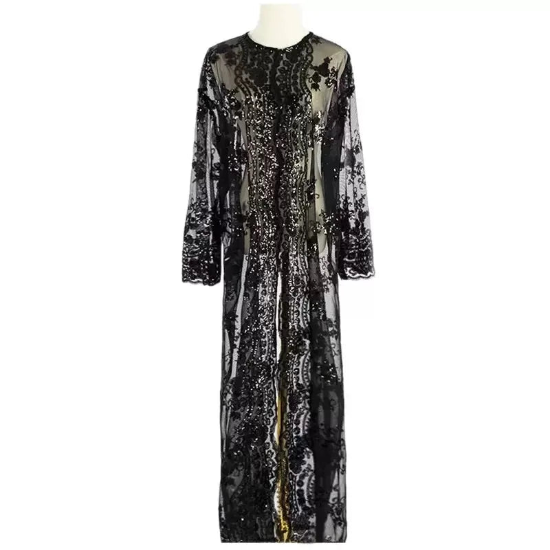 Dubai Luxury Sequin Embroidered Abaya for Women Elegant Open Front Kaftan Dress Evening Party Eid Gown 2026