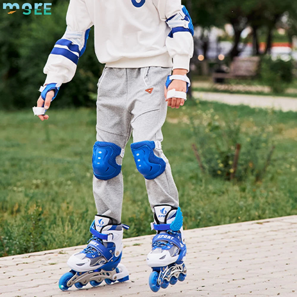 SeeMore Aluminum Alloy Frame Outdoor Adjustable Sizes Light up Flashing Wheels Inline Roller Skates for Kids