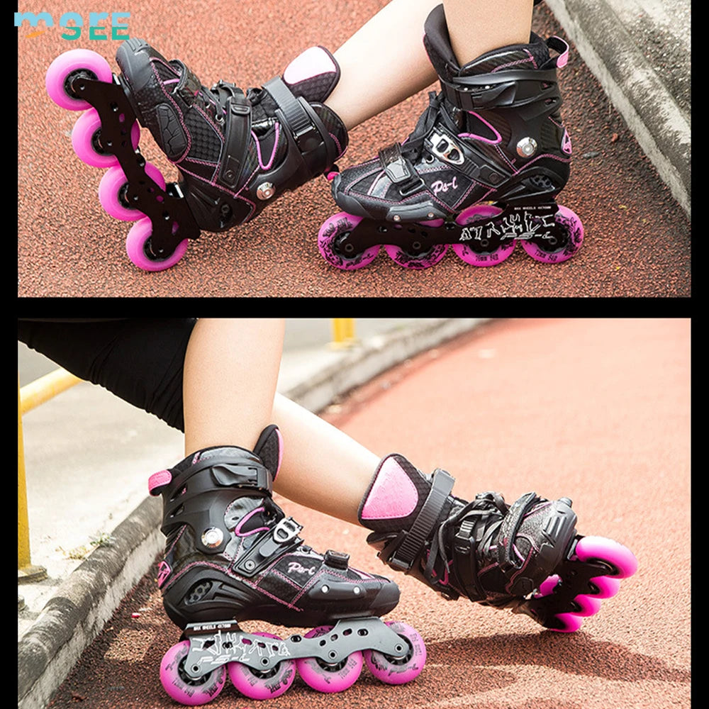 SeeMore Aluminum Alloy Frame Hurricane Storm Inline Skates Full Set Carbon Fiber Roller Skates Slalom Shoes Speed Skating