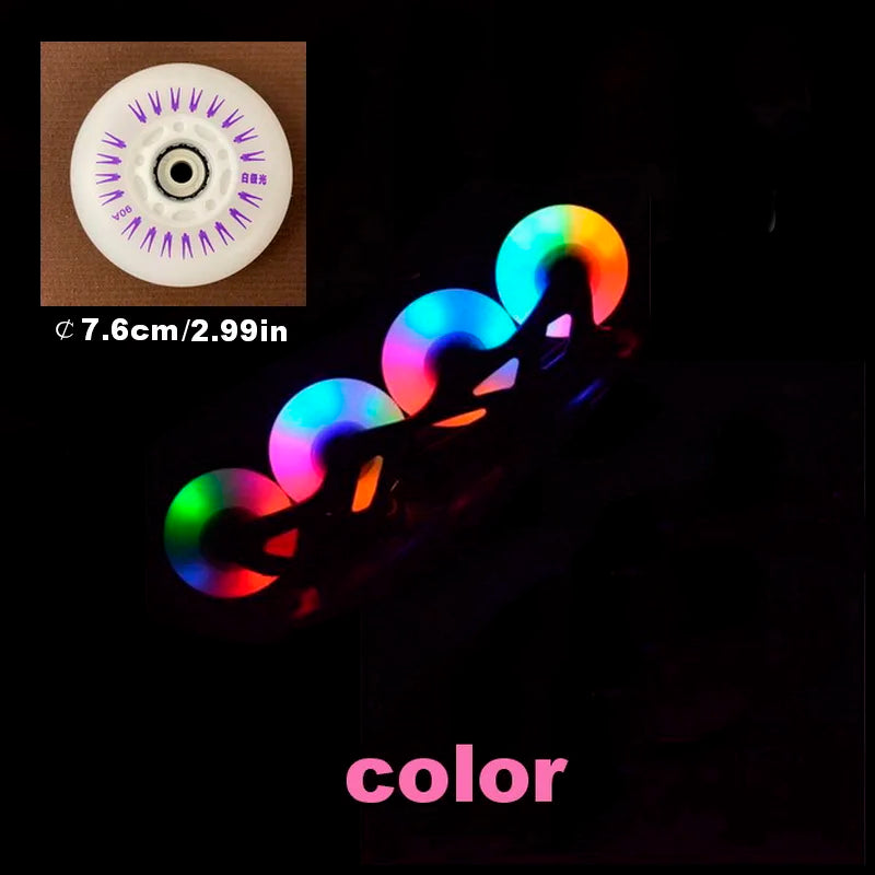 PU 80mm Flashing Luminous Wheel Roller Skates Wear Resistant Inline Skates Light up Wheels rainbow LED Outdoor Flash Wheels