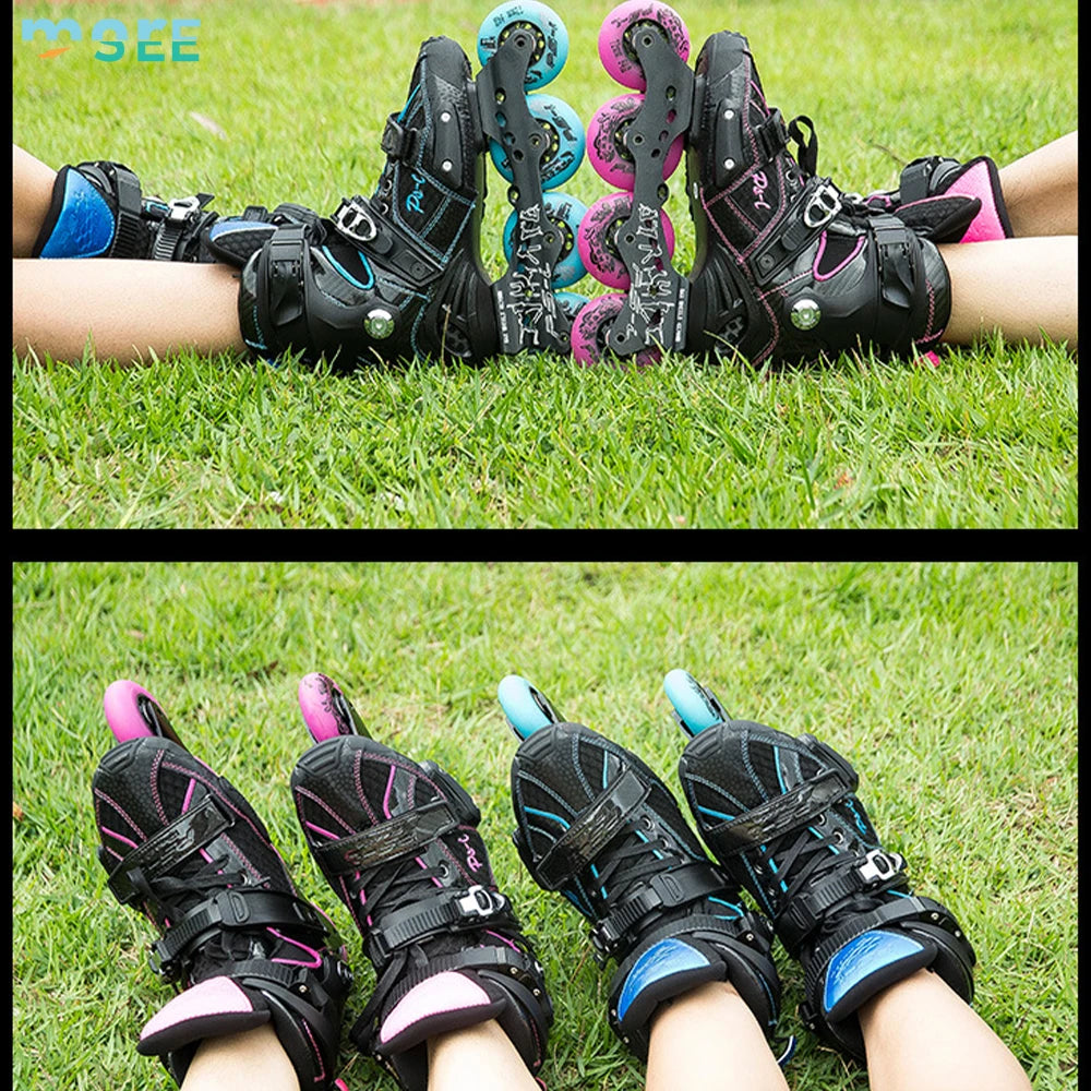 SeeMore Aluminum Alloy Frame Hurricane Storm Inline Skates Full Set Carbon Fiber Roller Skates Slalom Shoes Speed Skating