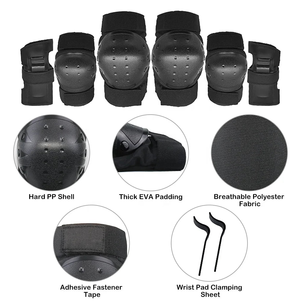 Factory 7 in 1 Sets Adult Kids Helmet Knee & Elbow Sport Protective Gear Set Scooter Skateboard Roller Skating Protective Pads