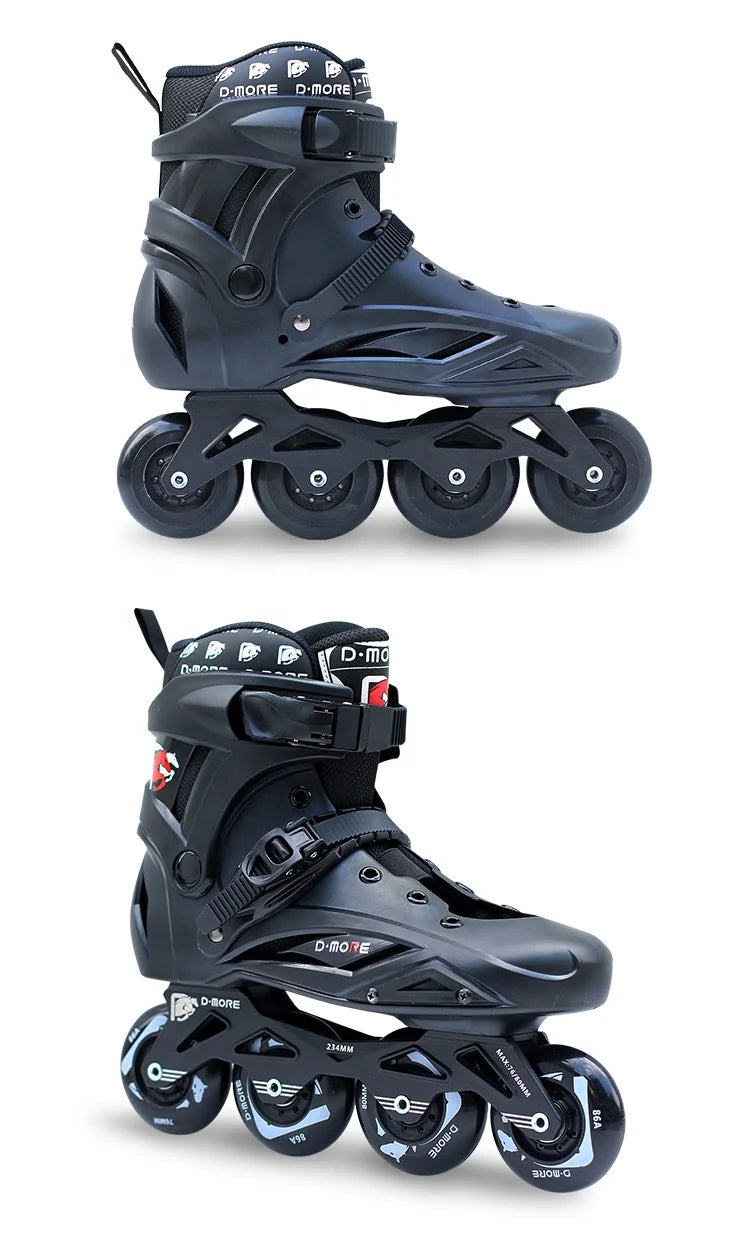 STANLEY Fitness Single Row Professional Inline Roller Skates 4x80mm Wheels Summer Winter PU Men Black