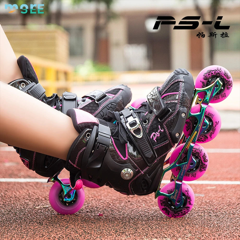 SeeMore Aluminum Alloy Frame Hurricane Storm Inline Skates Full Set Carbon Fiber Roller Skates Slalom Shoes Speed Skating