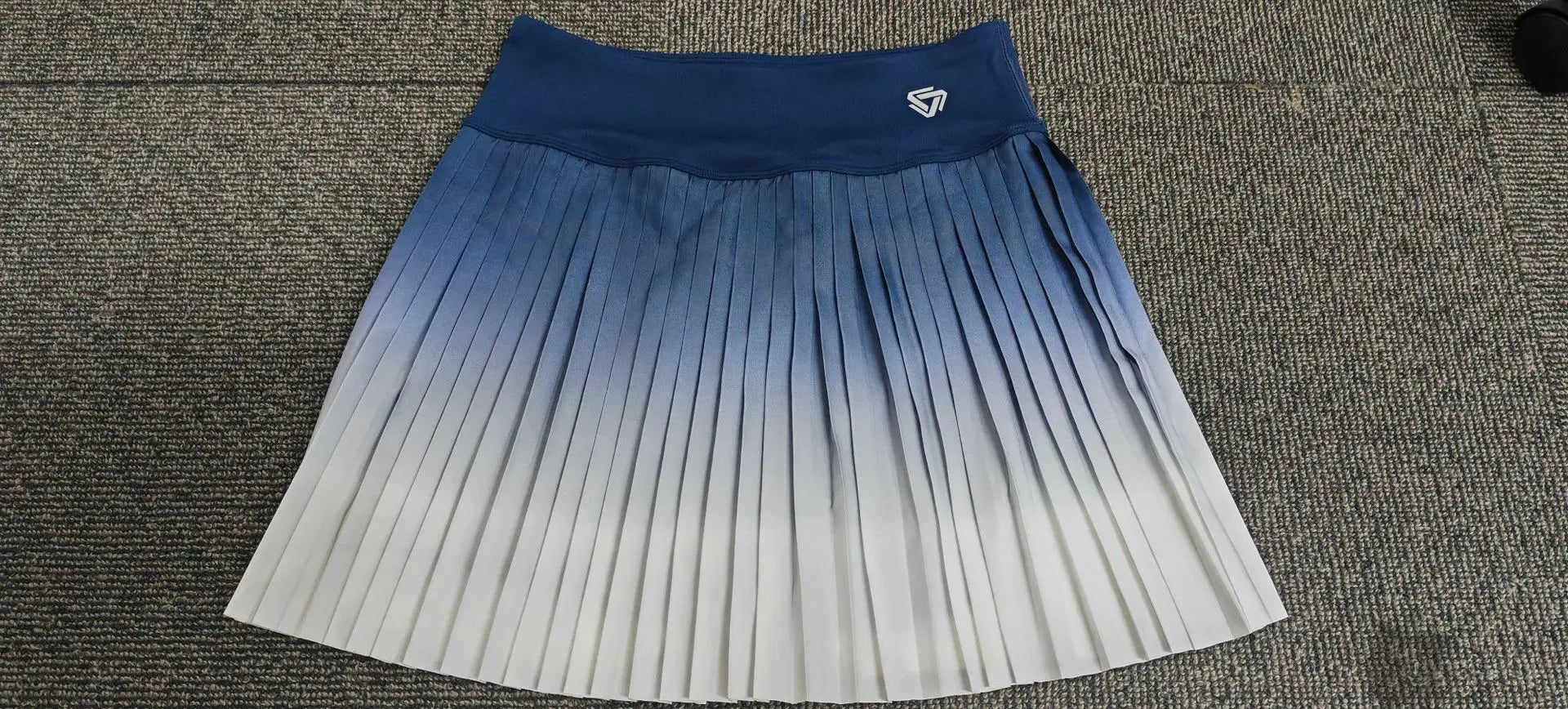 NSR Women Pleated Tennis Pocket Skirt 1pcs Athletic Short Culottes High Waisted Color Gradient Workout Tennis Skirt