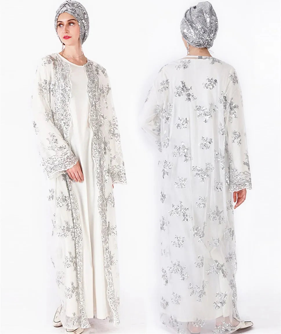 Dubai Luxury Sequin Embroidered Abaya for Women Elegant Open Front Kaftan Dress Evening Party Eid Gown 2026