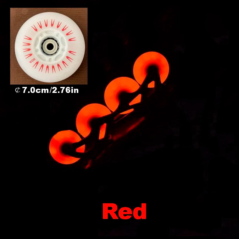 PU 80mm Flashing Luminous Wheel Roller Skates Wear Resistant Inline Skates Light up Wheels rainbow LED Outdoor Flash Wheels