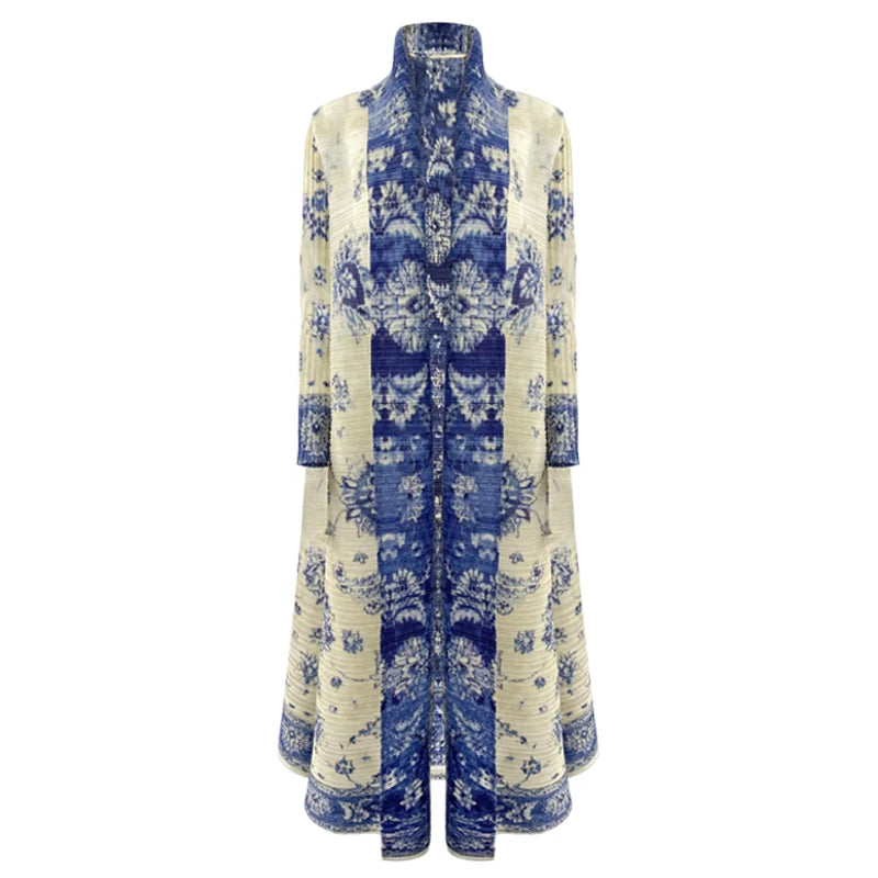 2025 Dubai Printed Pleated Long Women Muslim Lapel Tie Robe Large Size Muslim Pleated Belt Casual Modest Women Abaya