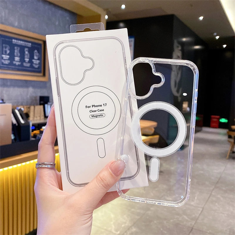 For Magsafe Magnetic Phone Case For iphone 17 17Air 11 12 13 Mini 14 15 16 Pro Max XR X XS 7 8 Plus Hard Transparent Back Cover