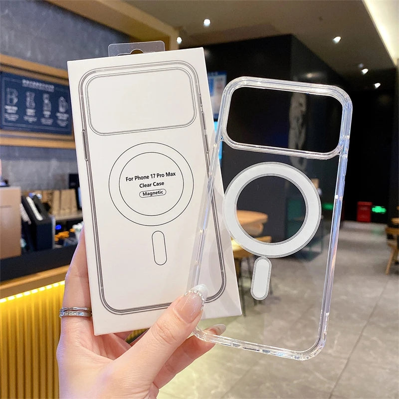 For Magsafe Magnetic Phone Case For iphone 17 17Air 11 12 13 Mini 14 15 16 Pro Max XR X XS 7 8 Plus Hard Transparent Back Cover