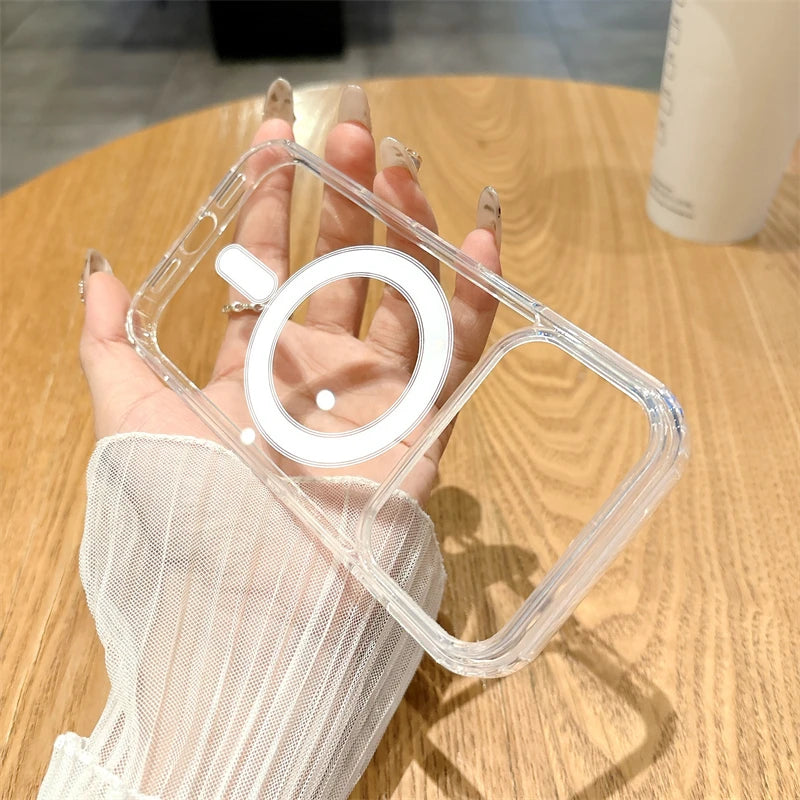 For Magsafe Magnetic Phone Case For iphone 17 17Air 11 12 13 Mini 14 15 16 Pro Max XR X XS 7 8 Plus Hard Transparent Back Cover