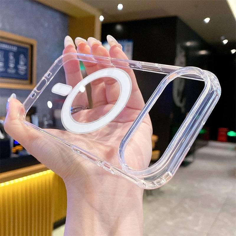 For Magsafe Magnetic Phone Case For iphone 17 17Air 11 12 13 Mini 14 15 16 Pro Max XR X XS 7 8 Plus Hard Transparent Back Cover