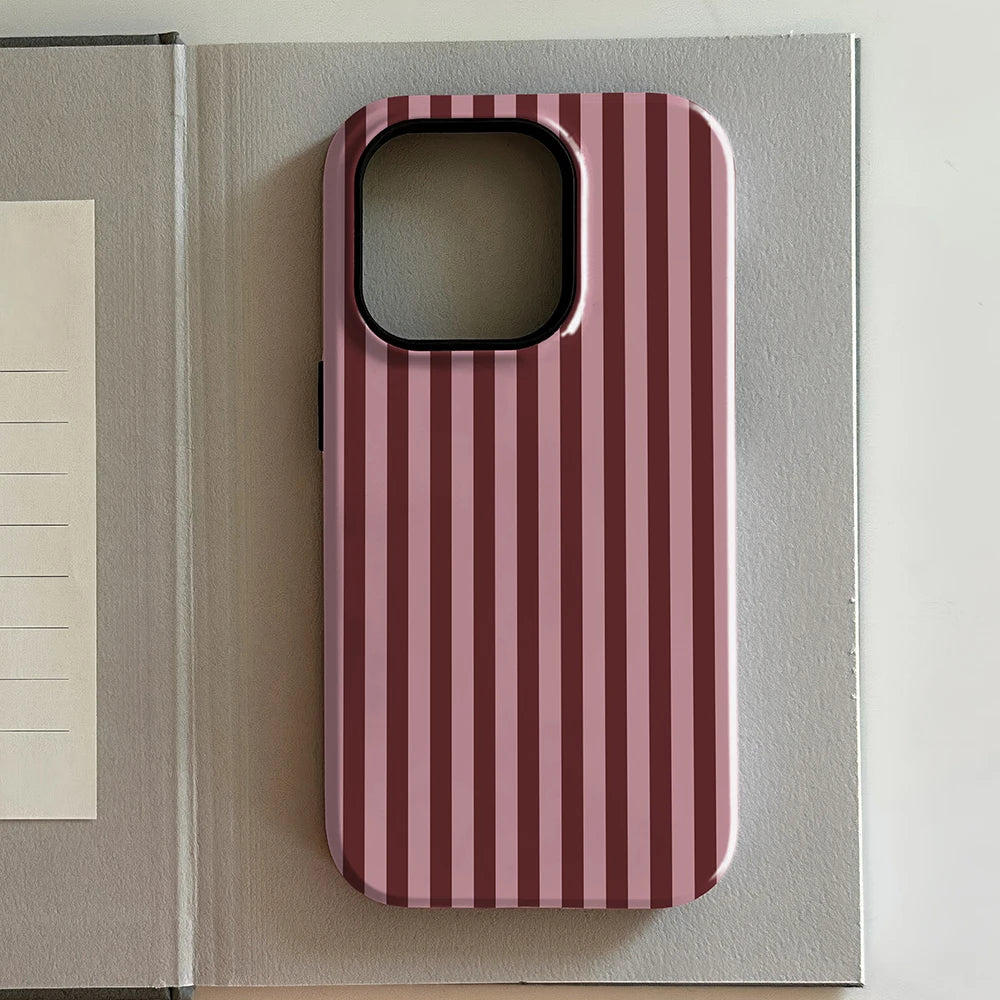 luxury Ins Brown Red Polka Dots Phone Case for iPhone 17 16 15 14 13 12 11 X XS XR XSMAX 7 8 Air Pro Max Plus Double-layer Cover